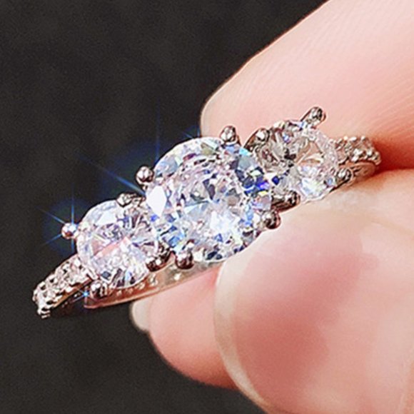 ✨925 Silver Plated Round Cut CZ Eternity Ring for Women, MARR9412 - Picture 2 of 3